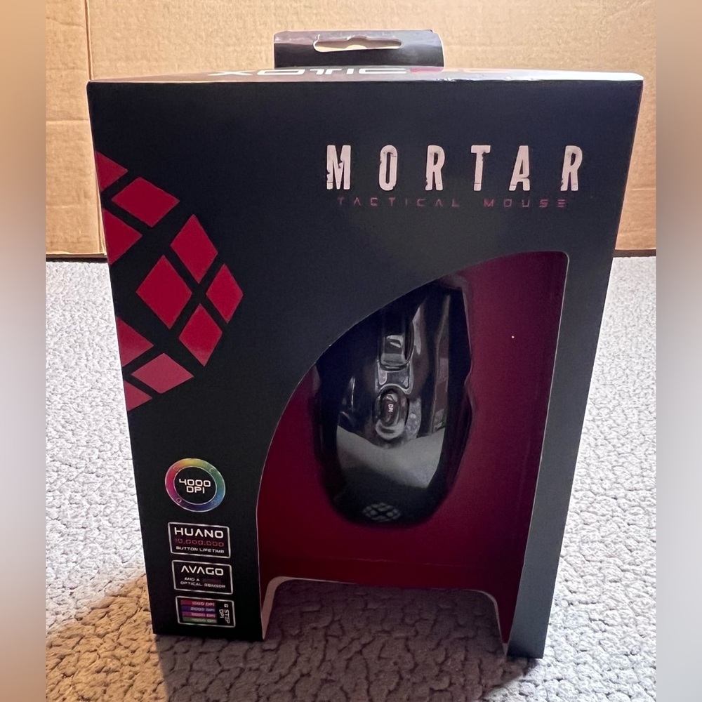 Mortar Tactical Gaming Mouse New In Box Xotic PC 4000 DPI Wired Mouse